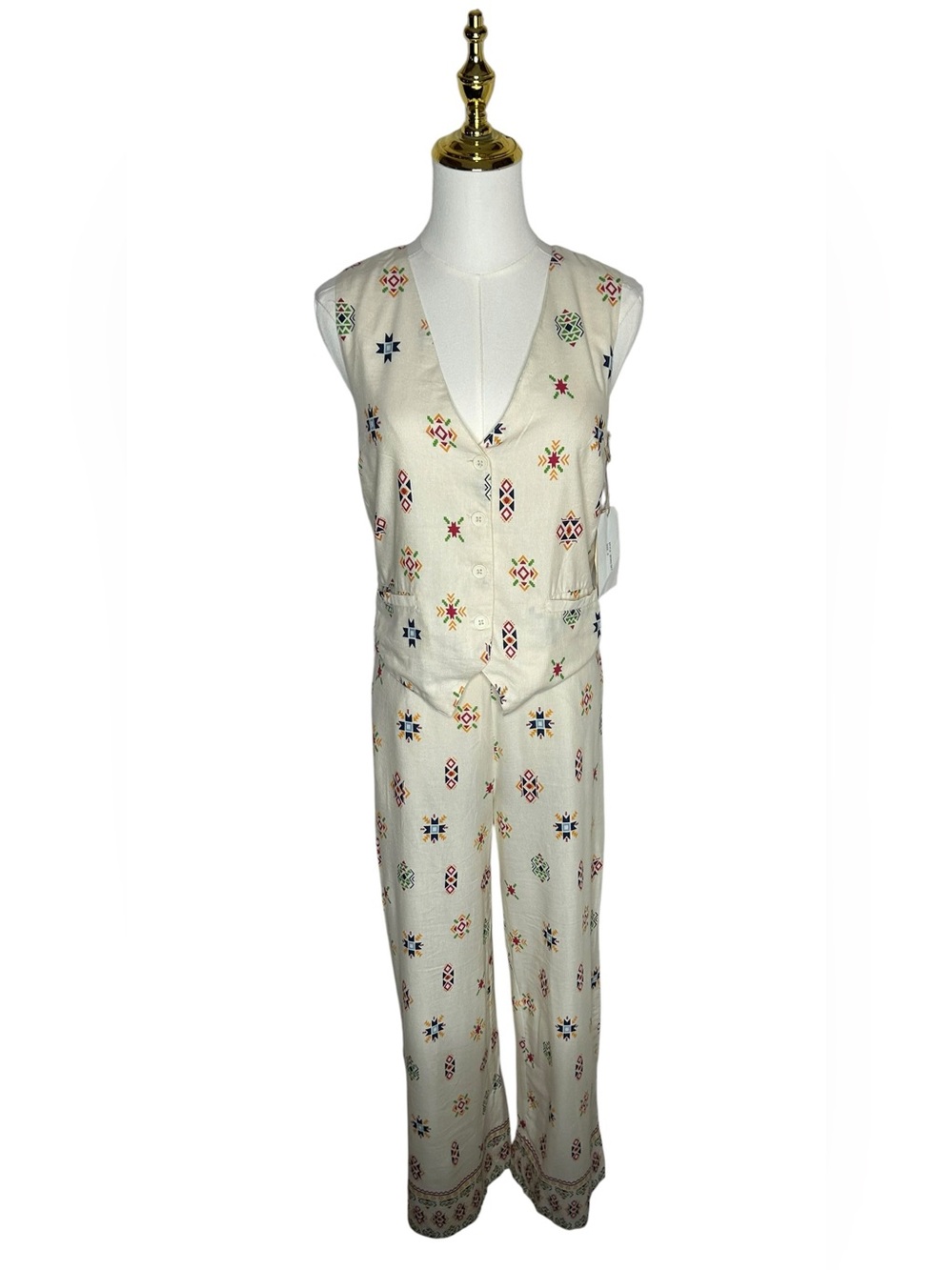 Midnight Sky NWT Vest & Wide Leg Pant Set Boho Chic Sz S Coastal Casual Cruise
